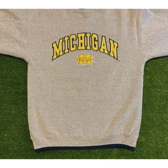 Michigan Wolverines sweatshirt mens medium gray vintage logo athletic 1990s 39 - Picture 5 of 12